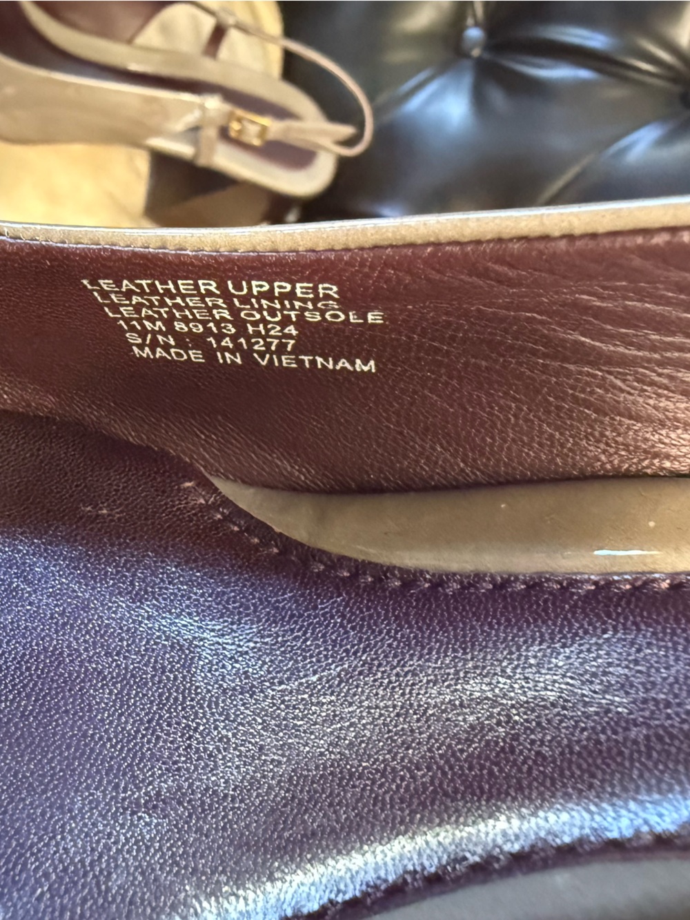 Tory Burch Taupe Patent Leather Slingback Heels with Gold Logo - Picture 6 of 15